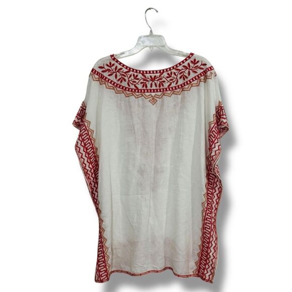 Johnny Was Embroidered Kimono White Pink Red Embroidery Boho Top Size Medium - Picture 2 of 8